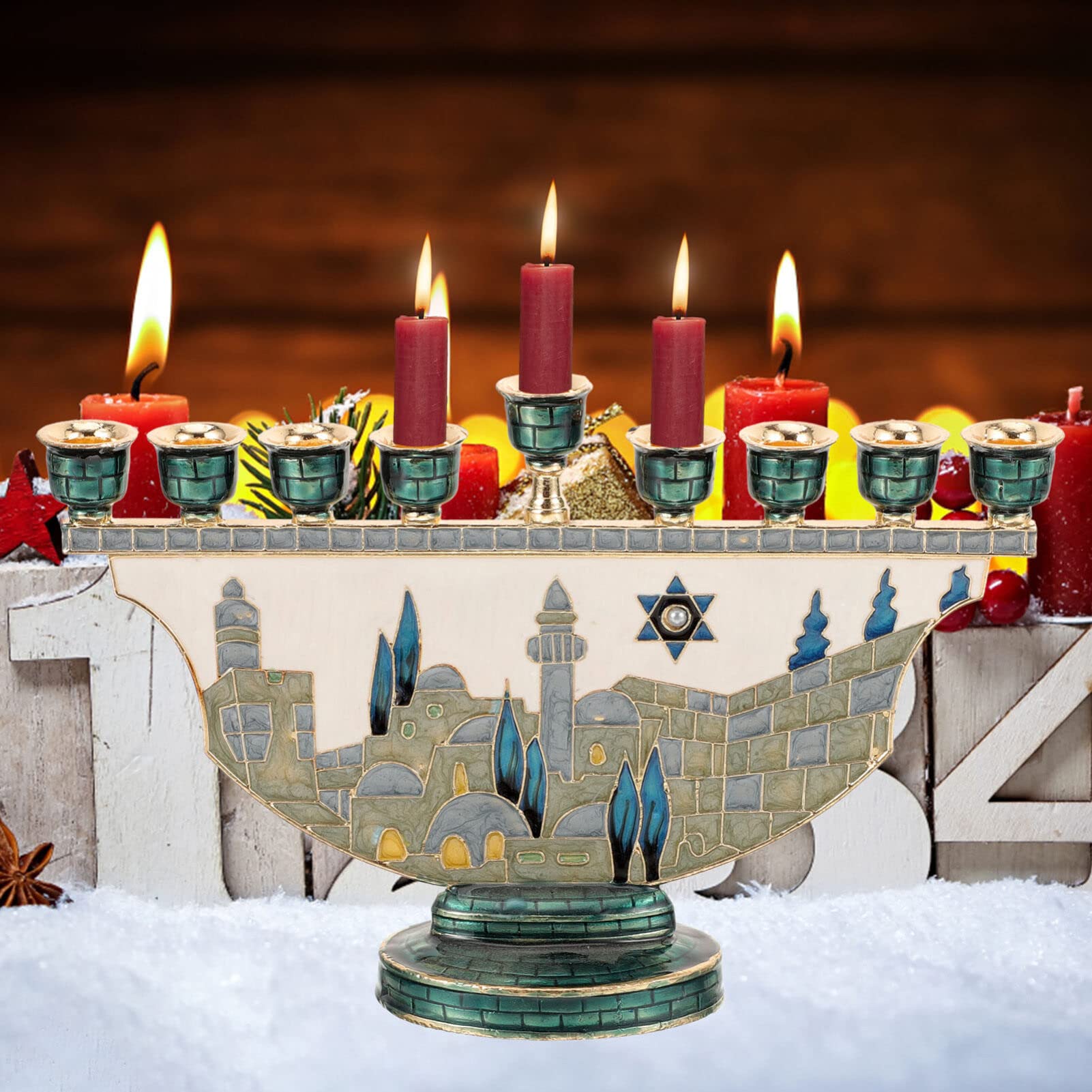 Candle Holder Decor - Menorah di Gerusalemme, Portacandele Hanukkah a